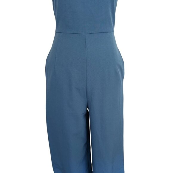 SLNGHR Womens XS Sleeveless Jumpsuit Slate Blue Straight Leg Pockets Corpcore UK - Picture 5 of 11
